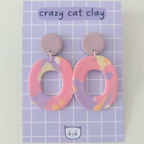 Jewelry - Colourful Pink Oval Hoops